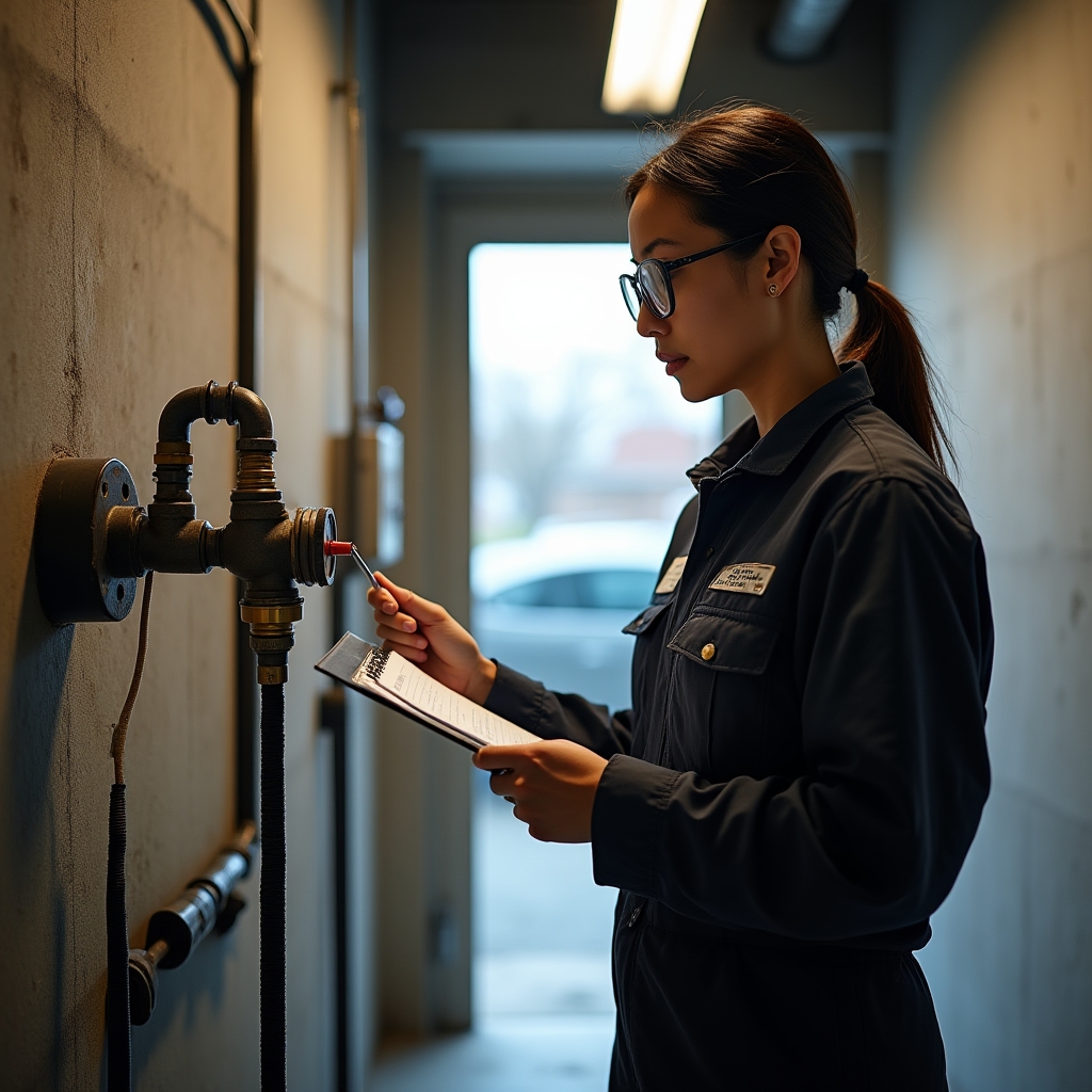 Pressure testing equipment connected to building pipe segment